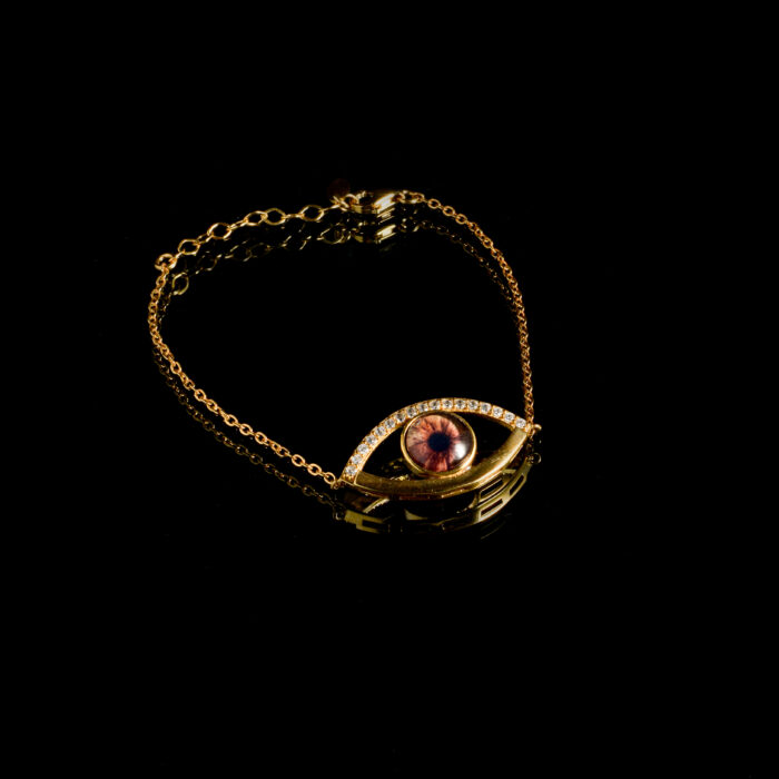 Horus gözü zirkon taşlı altın kaplama 30x15 mm