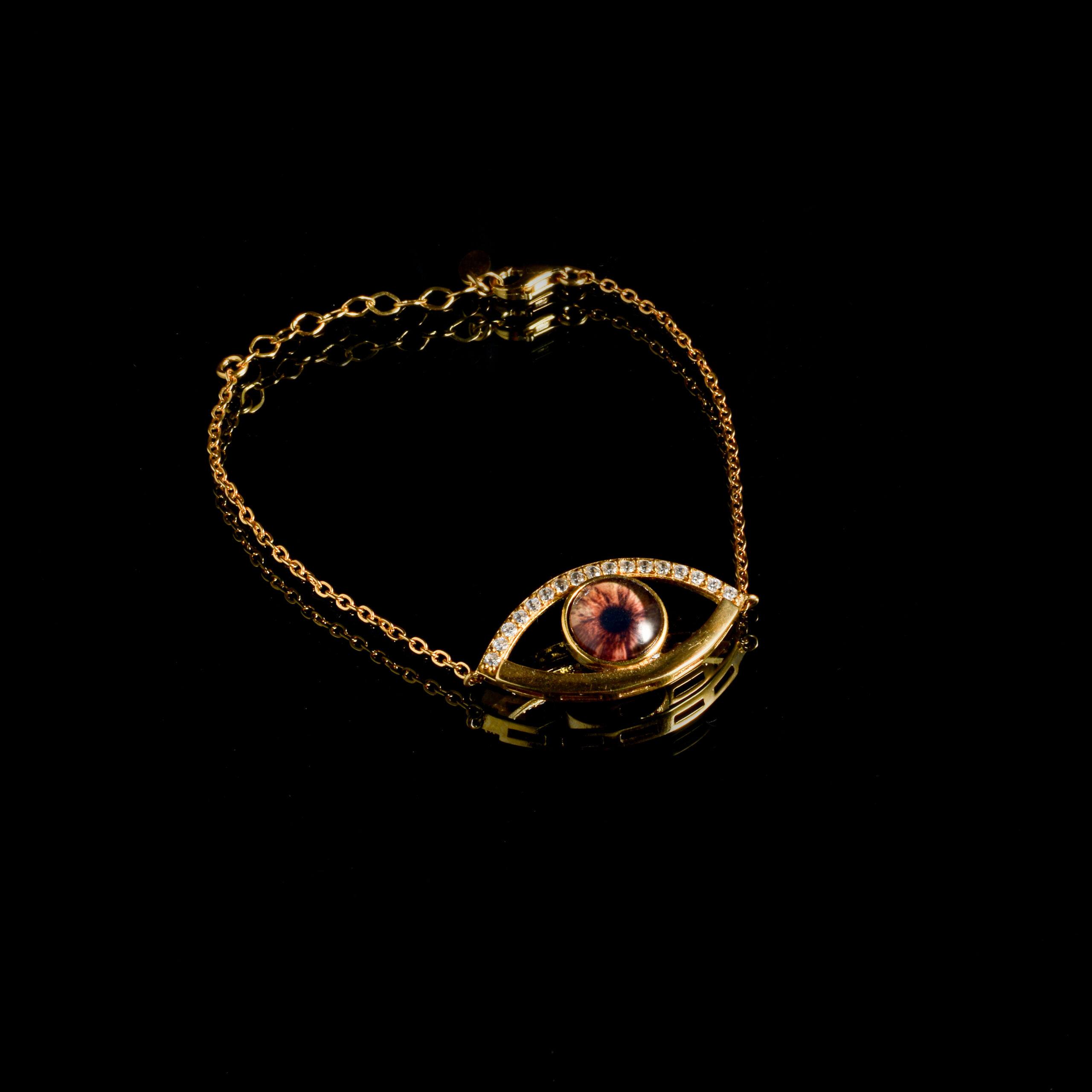 Horus gözü zirkon taşlı altın kaplama 3x15 mm