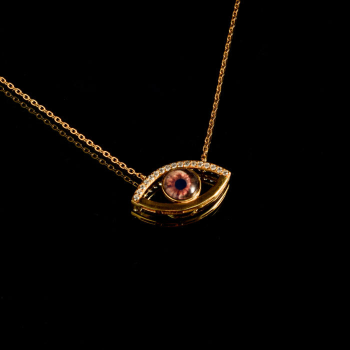 Horus gözü zirkon taşlı altın kaplama 30x15mm