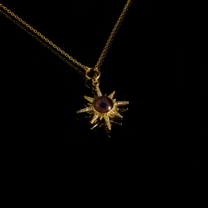 Kutup yıldızı zirkon taş kaplama altın kaplamaı 29x33 mm